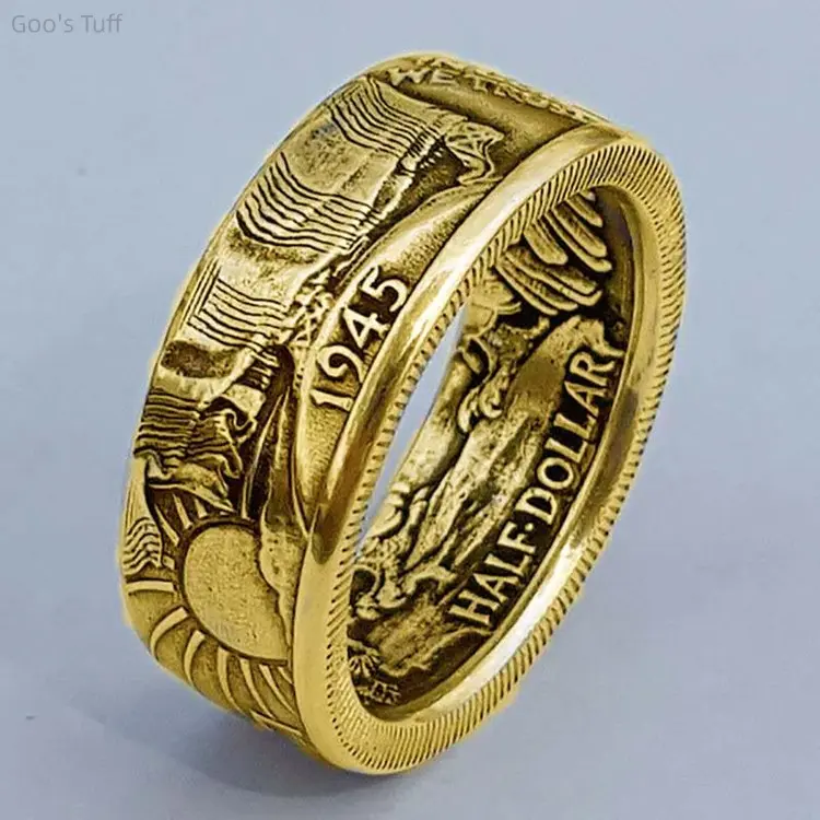 Unisex 1945 Morgan Coin Replica Round Ring - Alloy Band, Distinctive Vintage Design, Collectible Ornament, Fashion Costume Jewelry Accessory for Women, Rings For Women, Casual, Alloy Replica, Vintage Style