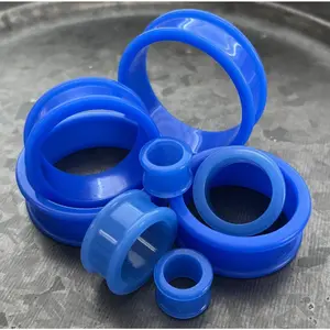 PAIR of Unique Blue Silicone Double Flare Tunnels - Gauges 2g (6mm) up to 2" (51mm)