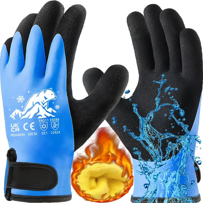 Heavy Duty Winter Gloves, Latex Fully Soaked, 100% Waterproof Gloves, Thermal Insulated Winter Dipped Gloves2..
