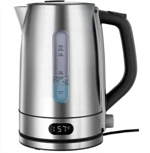 Kismile PureView Multifunction Cordless Electric Kettle, 1.7L Stainless Steel Glass Tea & Coffee Kettle with Temperature Control, LED Display, Keep Warm, Auto Shut-Off