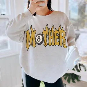 Mother Sweatshirt Trendy 8 Ball Mother Lucky Mama SweatShirt, Vintage Flames Rad Mom , western clothing, western tops, western cowgirl stuff, punchy western wear, western outfits for women, country girl stuff clothing, graphic tees sweatshirts for women