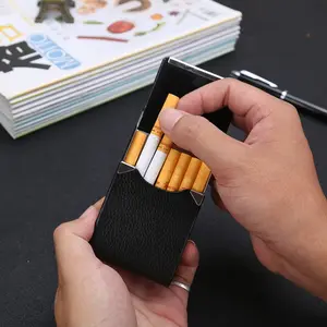 Vertical Stainless Steel Hardware Metal Leather Cigarette Case Metal Cigarette Case, Business Cigarette Bag, Fashion Gentleman Cigarette Bag
