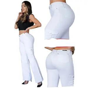 8201 Flared Jean's Colombianos Cintura Alta levanta cola butt lifter high waist tummy control