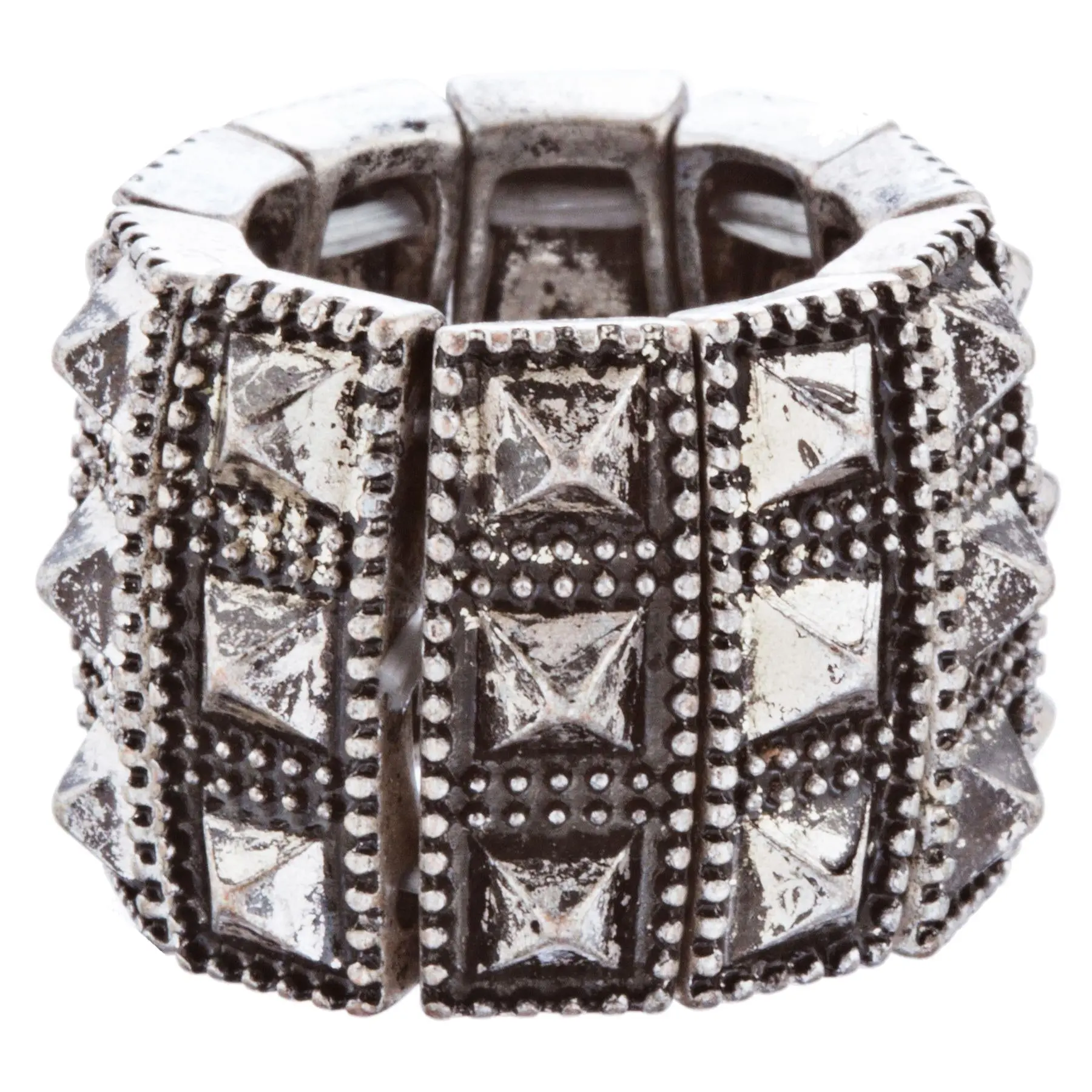 Stylish Chic 3 Rows Spike Design Stretch Fashion Ring