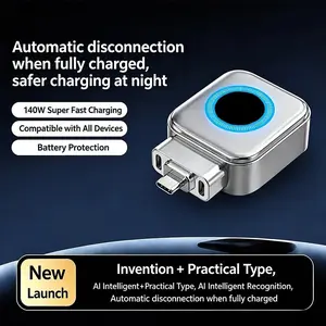 Smart Auto-Stop Charging Adapter, Fast Charger Adapter, 140w USB-C Automatic Disconnect Charger, Full Charge Pop-Up Device, Safe Nightly Charging, Compatible with Phones Tablets