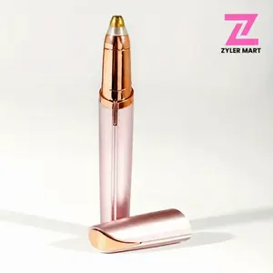 ZYLER Women's USB-Powered Electric Eyebrow Trimmer - Hair Removal for Women, Pain-Free Pen with LED Light, Stainless Steel Multi-Functional Facial Shaver for Eyebrows/Nose/Lips, Compact Metallic Beauty Tool with Storage for Home & Travel Grooming
