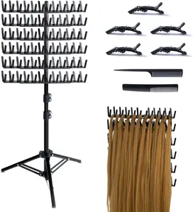 Standing Braid Hair Rack - 144-Peg Divider Extension Holder Hanger for Hair Salon, Space-Saving Separation & Display (Black, Saves Time and Space)