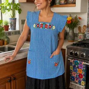 Mexican Apron babero Mexicano with Vibrant Floral Desing medium size