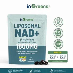 INGREENS Edible NAD+ Dietary Supplement - 1800mg Gluten-Free GMO-Free Pure Liposomal Antioxidant, Energy Stamina Supplements, DNA Repair Support - 90 Counts (45 Days Supply)