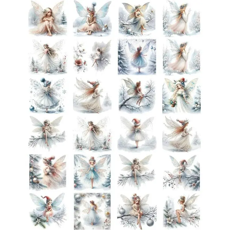Christmas UV DTF Stickers - 8 Sheets Christmas Fairies UV DTF Cup Wraps for 16 oz Glass, DIY Decals for Tumblers, Waterproof Rub on Transfers for Crafts, Art Stickers