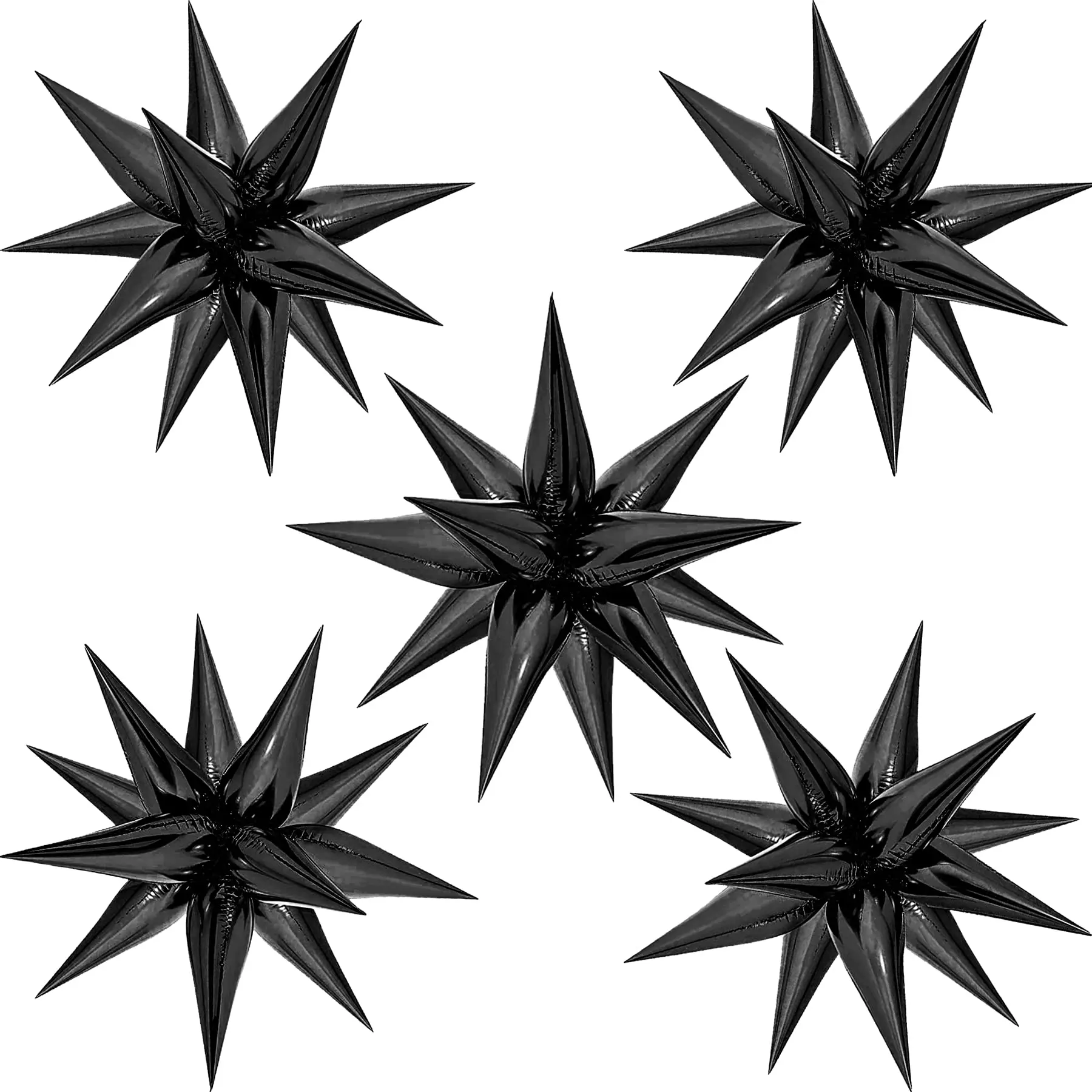60 Star Balloons 12 Spike Foil Explosion Party Decoration For Graduation Birthday (black)