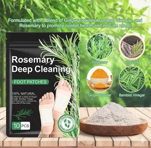 10PCS Herbal Scented Foot Pads with Rosemary, Ginger & Bamboo Vinegar, Disposable Foot Sole Care Patches for Nighttime Foot Care Routine, Soft Comfortable Easy to Use
