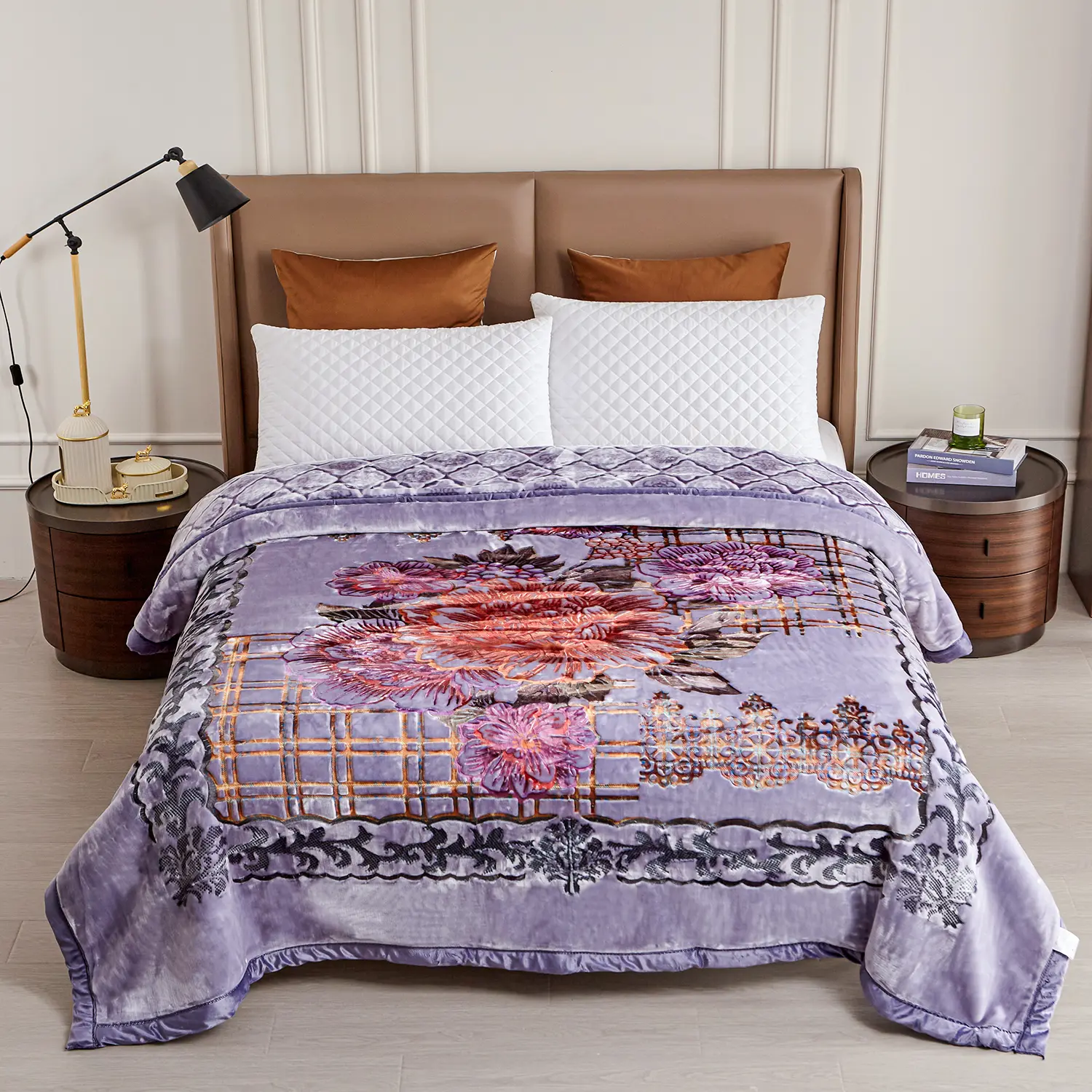 King Size 10.5lb Heavy Weight Bedding Blanket (87in x 94in) - 2-Ply High-Quality Silkysoft Polyester, Printed Embossed Design, Cozy Aesthetic, Snug as a Bug in a Rug, Wrinkle Resistant, Machine Wash Winter Essential