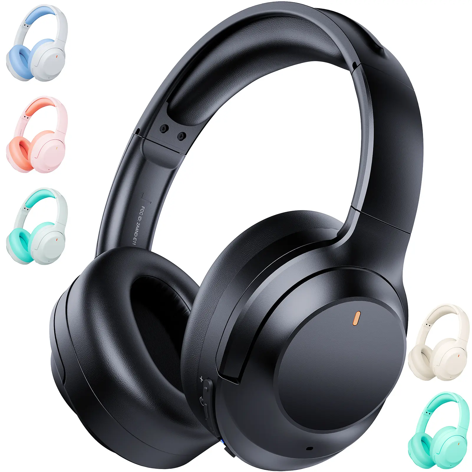 Active Noise Cancelling Over-Ear Adjustable Wireless Headphones with ENC Mic, Rich Bass, Bluetooth 5.4, PC/Laptop Compatibility, Black