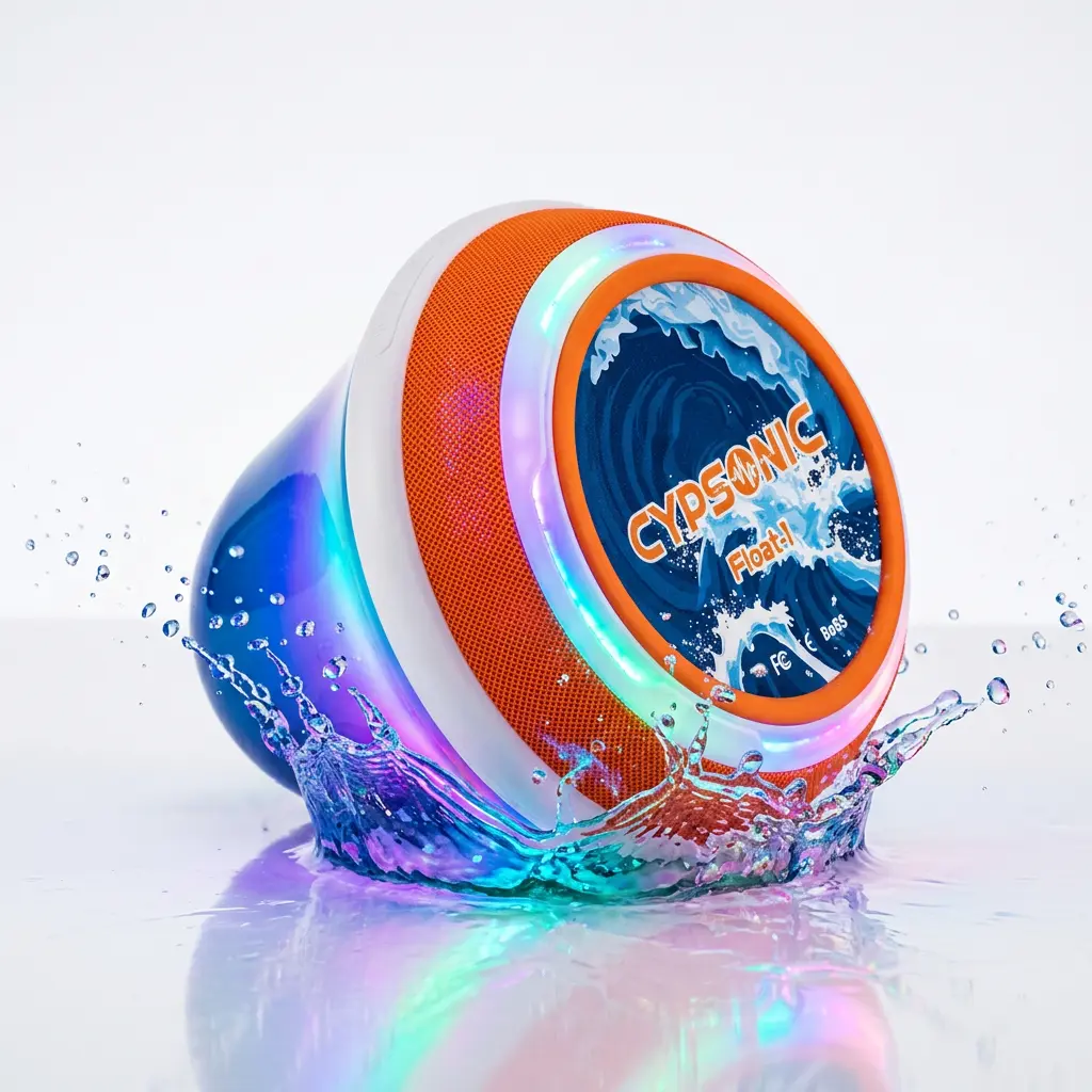 Summer 2026 CYPSONIC Audio Wireless Adapter Colorful Smartphone Floating1 Portable bathroom swimming pool RGB light Bluetooth speaker, TWS IPX7 waterproof 4H playback time, suitable for family gatherings, outdoor seaside speakers Stereo