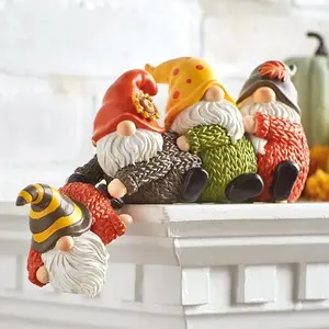 Hand-Painted Christmas Dwarf Resin Statue Figurines, Durable Holiday Home Decor, Multiple Colors & Patterns, No Power Needed, Perfect Xmas Decoration