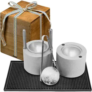 Ice Ball Press Maker Set with Wooden  Box | Birthday Gifts |   Ice Ball Machine for  &  (5.9 x 3.9 Inches)