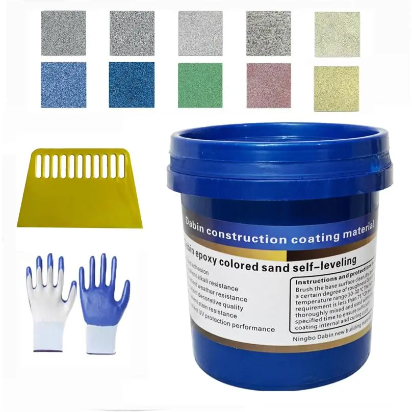 Large capacity epoxy colored sand floor paint, waterproof, anti slip and dirt resistant, with high gloss marble effect for garages, wooden floors, indoor and outdoor spaces., 1.12-3 Gallons