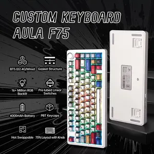 AULA F75 Wireless Mechanical Keyboard, USBCharging RGB Backlight Wireless KeyboardsGaming Keyboard for Gaming, Office, MultimediaRoller Key, Gift for Friend, Gaming Accessories,creamy keyboards(LEOBOG Reaper Switch)