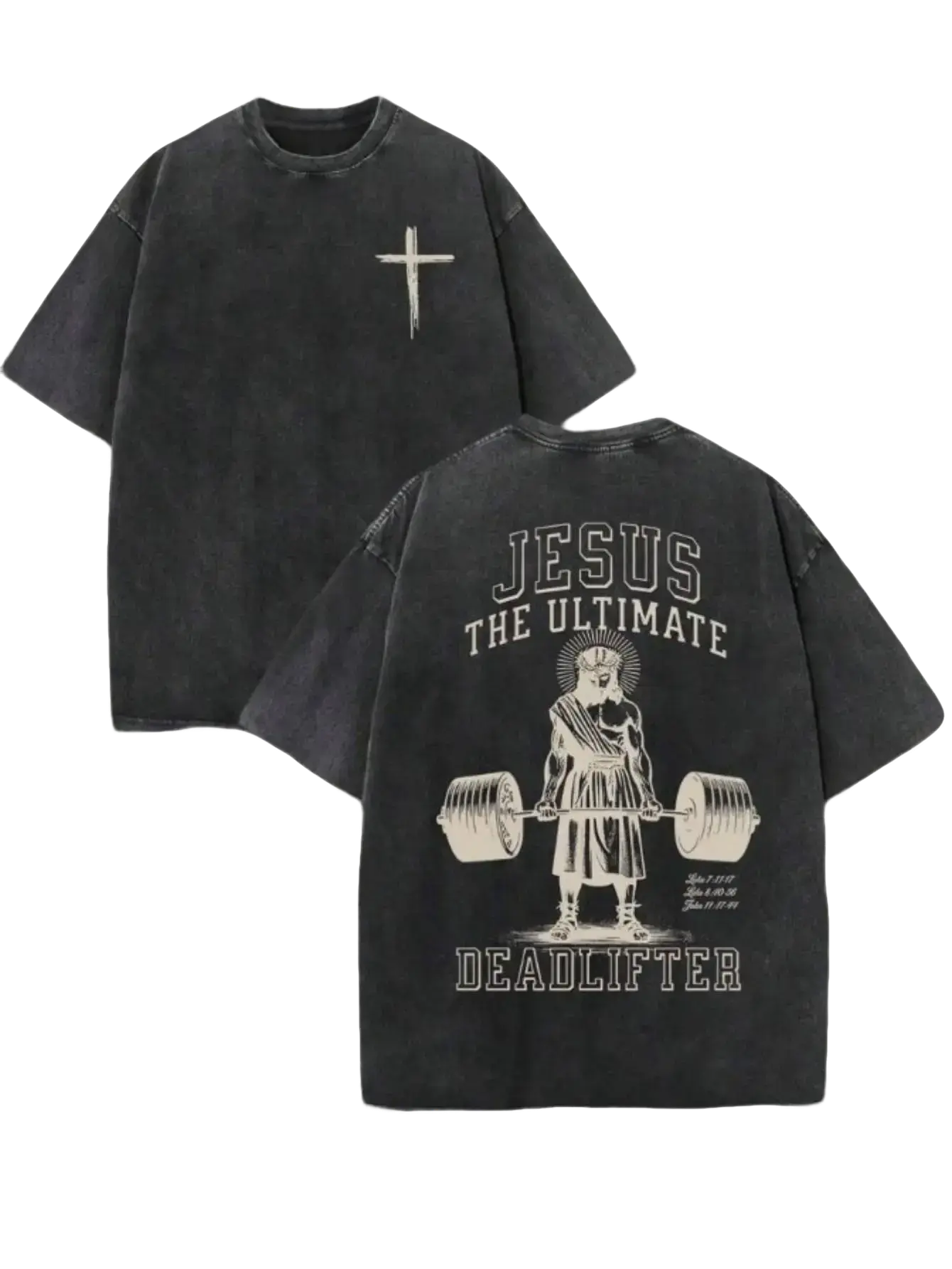 [KM 100%cotton]Men'S Vintage Washed T-Shirt The Ultimate Deadlifter Graphic Print - Oversized Streetwear Tee, Faith & Weightlifting Design, All-Season Comfort, Ideal Gift for Gym & Christian Men, Casual Round Neck Loose Fit  90s  graphic  tees trendy Dist