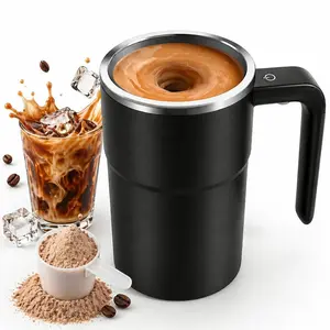 Self Stirring Mug with Temperature Display – Rechargeable Smart Coffee Cup for Coffee & Protein Shakes, No Spoon Lazy Cup, Iced Coffee Summer Must Have, Perfect Gift for Dad & Mom