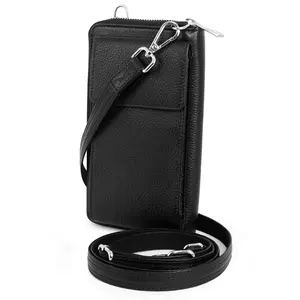 BULL GUARD Crossbody Leather Wallet Phone Purse, Anti Theft and RFID Blocking, Small Elegant Design for Travel