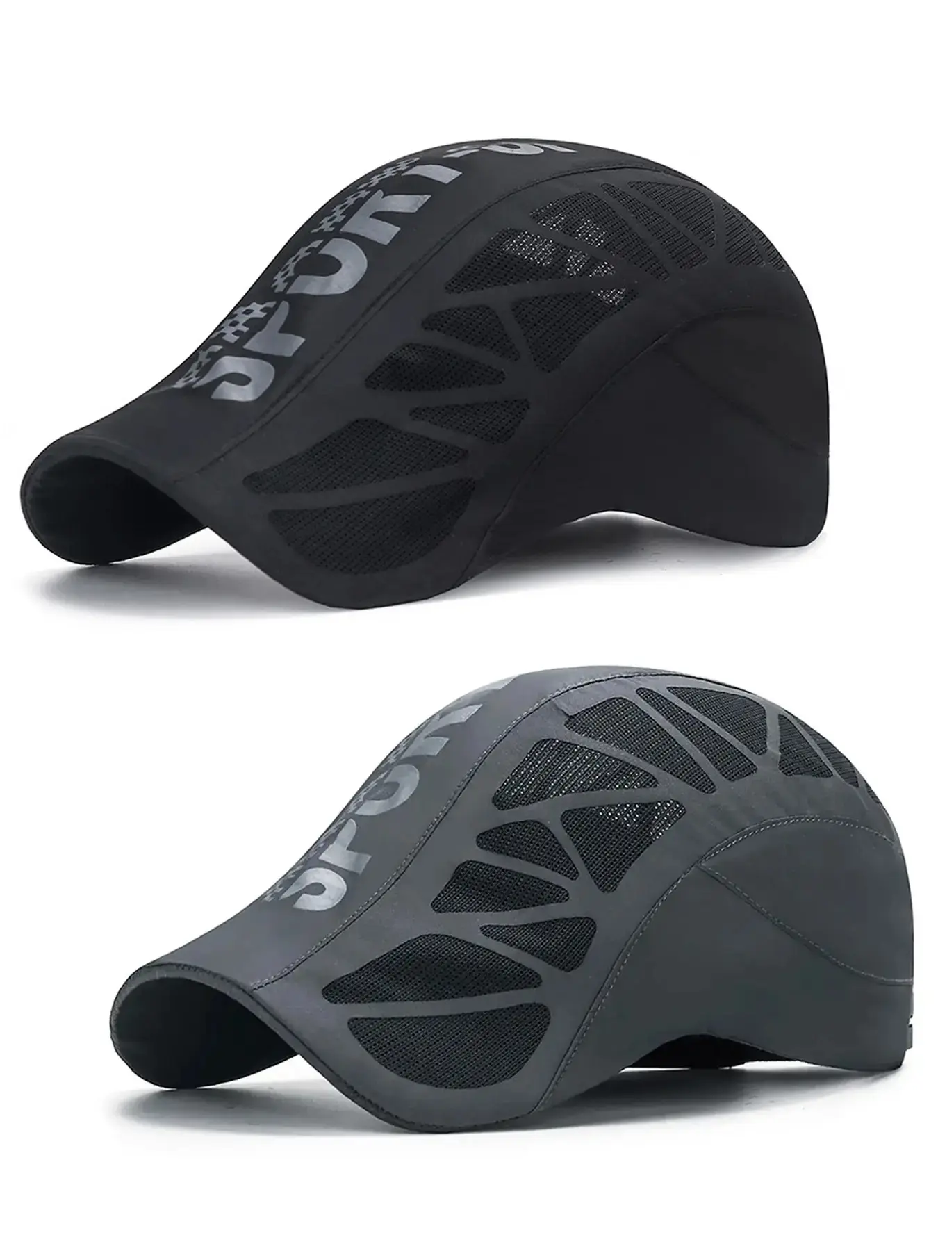 2 Pack Men's Breathable Cap Quick Dry Outdoor Sports Hat Newsboy Hat Adjustable Beret Ivy Cap Irish Cabbie Driving Hunting Hats Quality Caps Cycling Lightweight Hat Quick Drying Hat Adjustable Fit Hat