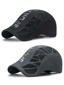 2 Pack Men's Breathable Cap Quick Dry Outdoor Sports Hat Newsboy Hat Adjustable Beret Ivy Cap Irish Cabbie Driving Hunting Hats Quality Caps
