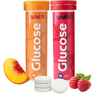 ELOVATE Fast Acting Glucose Tablets – 4g Each, Raspberry and Peach Flavor – Gluten Free, Fat Free, 8 Tubes (80 Count) – Quick Dissolving Energy Supplement