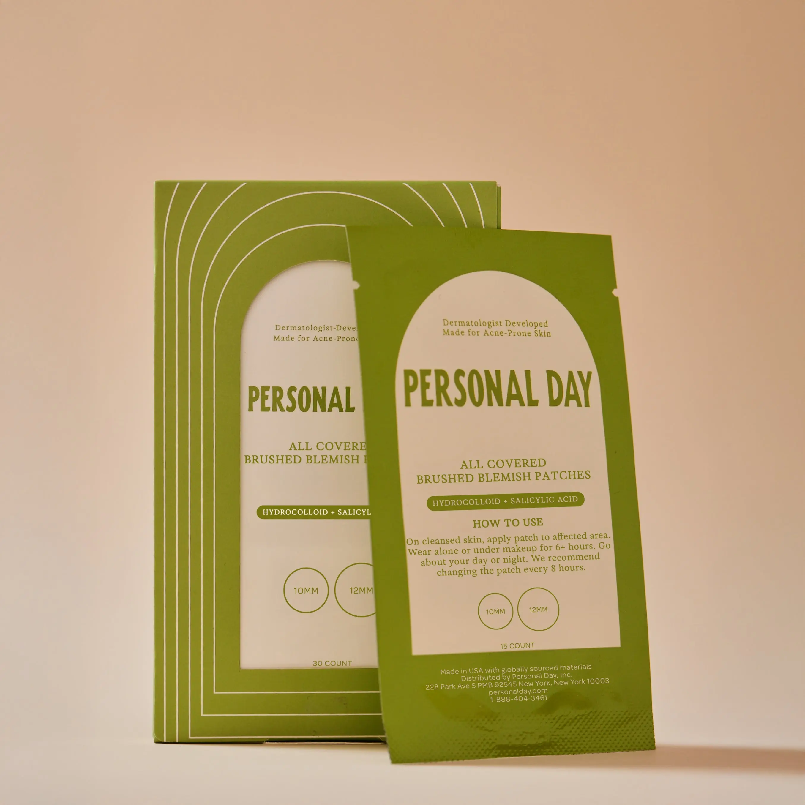 PERSONAL DAY All Covered Brushed Hydrocolloid Acne Spot Treatment Patches, Salicylic Acid Infused for Blemish Relief Care, Effective Acne Clearing Products