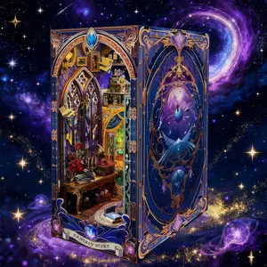Fantasy Shop Design 3D Wooden Handmade Puzzle Crafts, DIY Kit with LED Light, Creative Room Assembly Kit without Glue & Battery