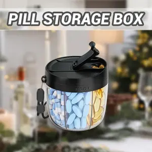 Portable 7-Compartment Pill Organizer Weekly Medicine Box Anti-Mix Vitamin Storage Box for Travel Home Office Daily Routine Snap-Lock Lid Clear Plastic