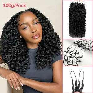 【Great Deal】100g/Pack RECOYA Feather Crochet Human Hair 100g/Pack Kinky Curly for Miracle Knots Boho Braids Knotless Burmese Curly Deep Wave Hair ExtensionsBoundless2-3Packs for Full Head Pre-Separated,Time-Saving, lightweight Glueless Protective Styles