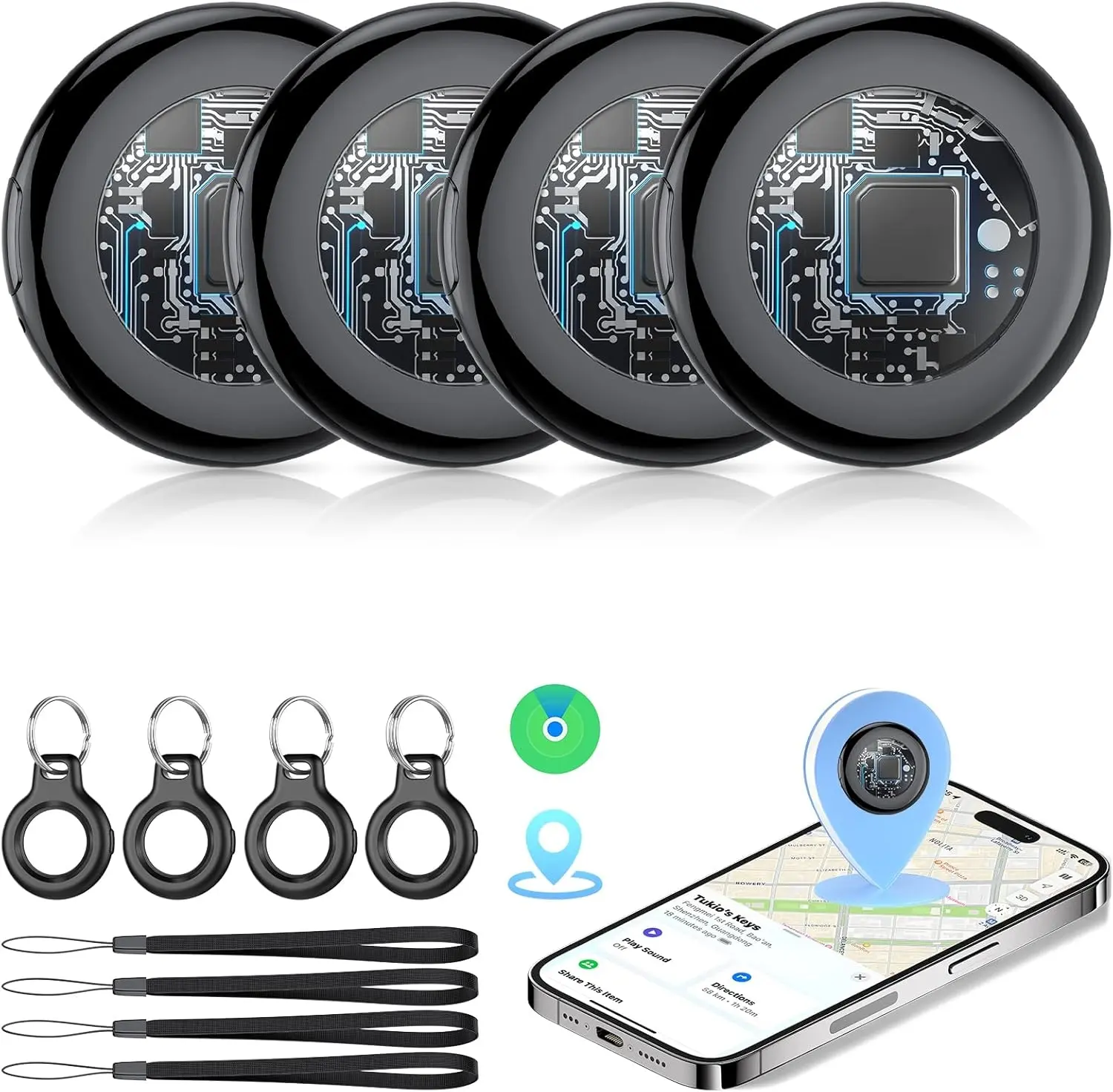 [Flash Deals] Tukio GPS Tracker(iOS Only) Lucid Tag for Cars & Pets - Mini Clear Design, Weatherproof Case, Anti-Lost Device, Works with Apple Find My (iOS Only), No Monthly Fees, IP67 Waterproof, Replaceable Battery summerwins,father'sdaygifts