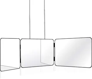 3 Way Mirror for Self Hair Cutting Tools with Height Adjustable Mirror 360 Trifold Mirror for Makeup to See Back of Head (Black) Decor