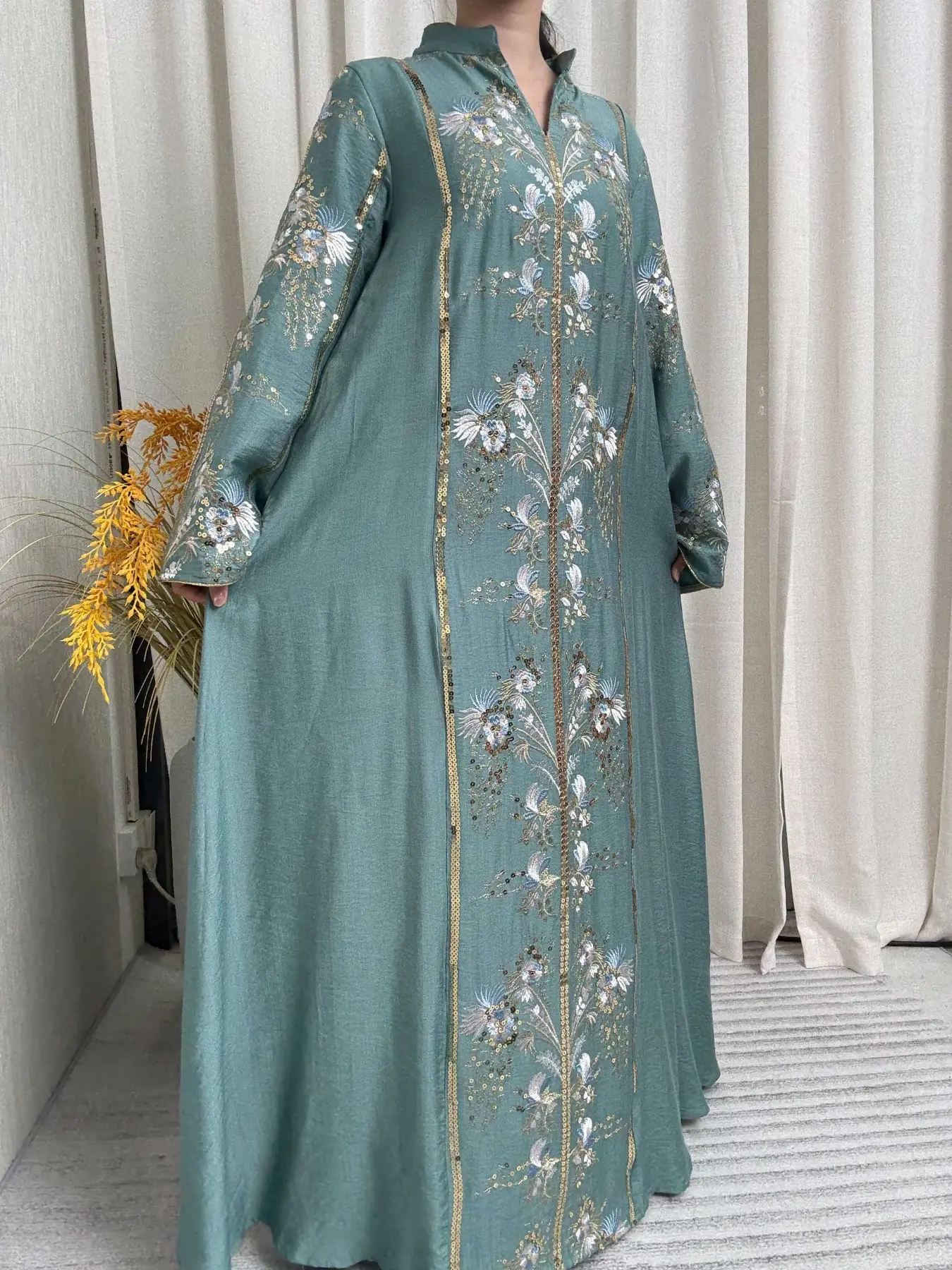 Elegant Muslim Arabic Abaya Dress for Women, Muslim Dresses, Modest Muslim Outfits, Islamic Modesty Clothes, Long Sleeve Woven Fabric, Loose-Fitting Islamic Clothing, All Seasons Wearable