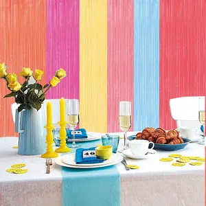 Fluorescent Party Bunting Streamer Background, 9.84x3.28 Ft, Foil Fringe Birthday Decor, Wedding, Baby Shower, Singles Party, 6 Colors for Choice