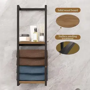 For home decorators adoring vintage aesthetics, this iron towel rack, Bathroom Accessory, Bathroom Decoration Accessories, Bathroom Decoration Supplies, double-layer design enables efficient bathroom storage while exuding French country style ambiance