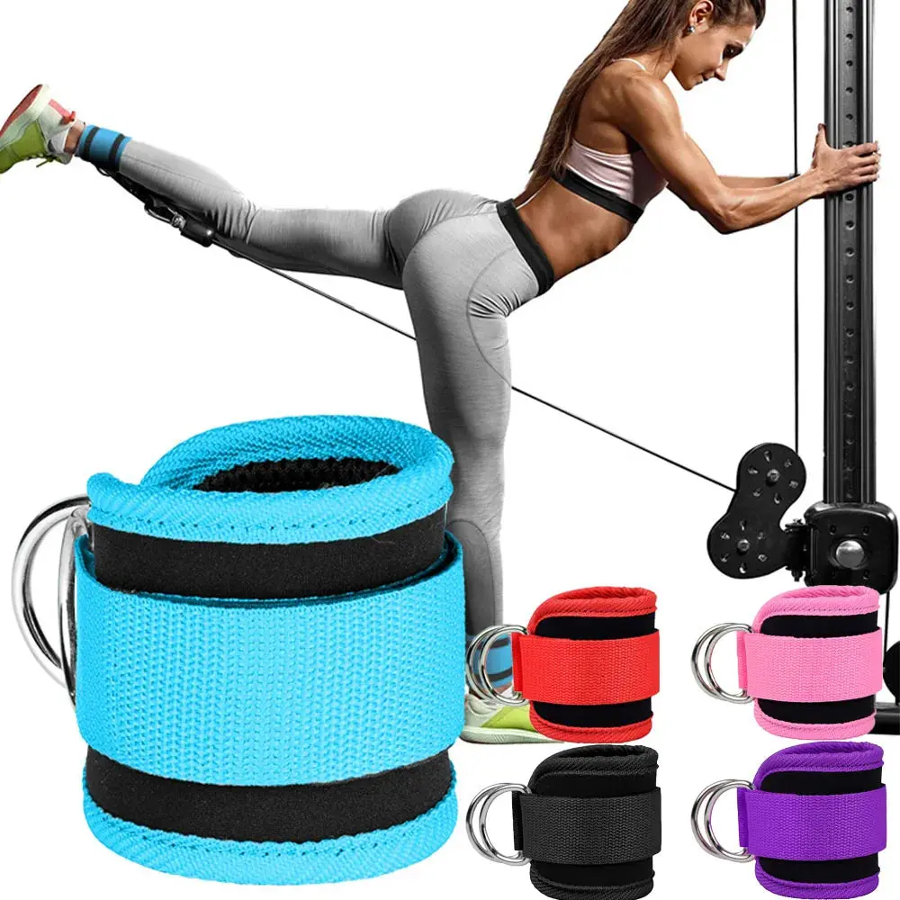 Unisex Padded Neoprene Ankle Straps - Adjustable Fitness Support Cuffs with D-Ring, Portable Home Gym Equipment for Cable Machine Leg Workouts and Booty Workout Aid, Exercise Equipment, D-Ring Hook, Gymnastics, Gym Stuff, D-Ring Buckles