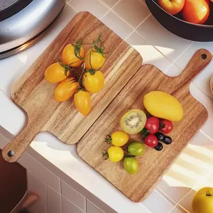 Acacia Wood Cutting Board Set, Durable Wooden Kitchen Accessories for Meat, Cheese, Bread, Vegetables & Fruits, Wooden Chopping Board, 13"x7" Size