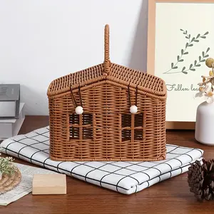 Handmade Woven Basket, Rustic Farmhouse Style Storage Bin, Vegetable Basket, Decorative Organizer for Home Organization & Decoration