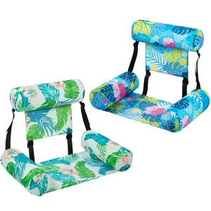 WERNNSAI 2 Pack Inflatable Pool Float Chair for Adults & Kids, Floating Lounge Chair with Tropical Leaf Design, Heavy Duty PVC Oxford Cloth, Adjustable Straps, Pool Floaties Pool Floaters, Summer Pool Party Beach Lake Vacation Gifts TikTokShopSummerTurnup