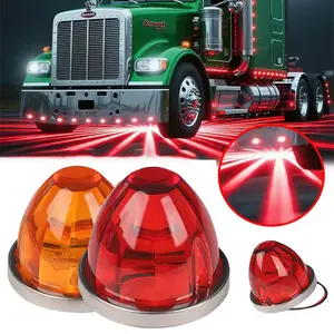 2PCS LED Watermelon Lights Truck Car Side Marker Light pick up Truck Clearance Lamp Turn Signal Indicator Lamp for Lorry Trailer，Strobe + constant light mode