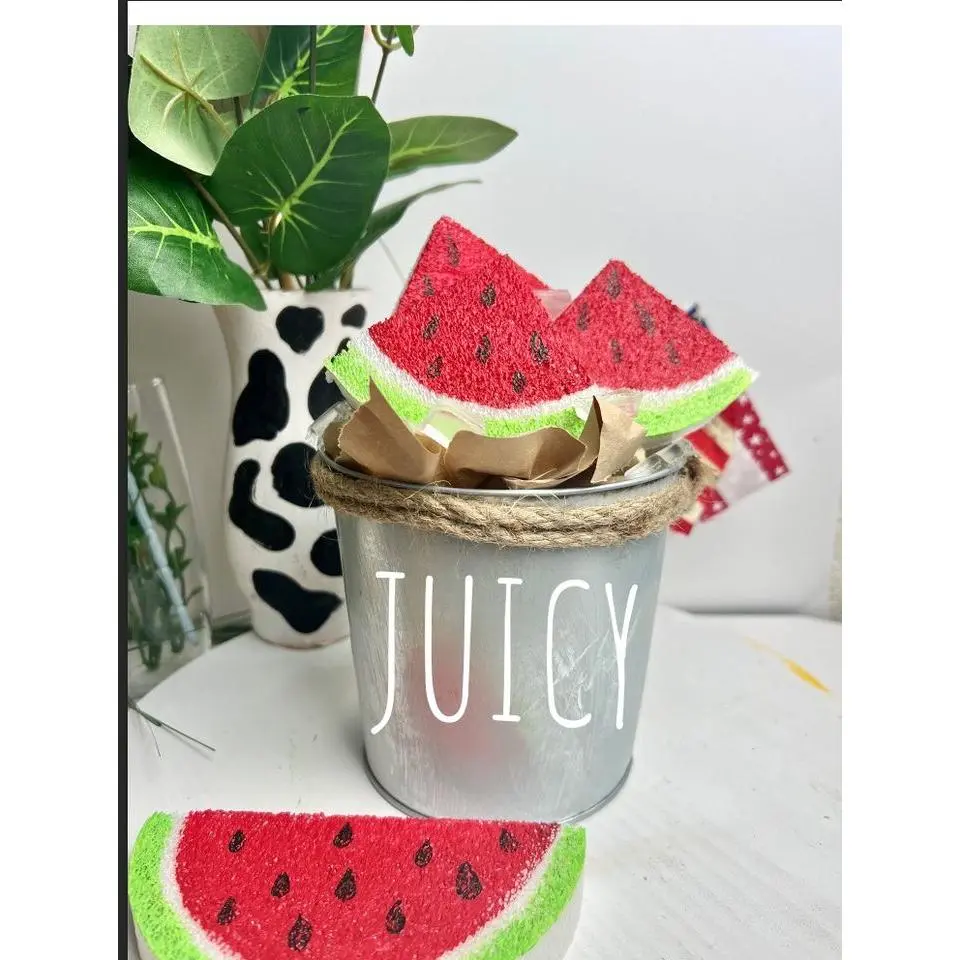 Watermelon iced tub, Watermelon decor, Tiered Tray Decor, Spring Decor, Summer Decor Decorative Fruit Plants Bucket Faux Ornaments
