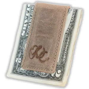 Magnetic Money Clip - Brown Leather Wallet with Magnetic Clip, Ideal for Organizing Cash and Cards