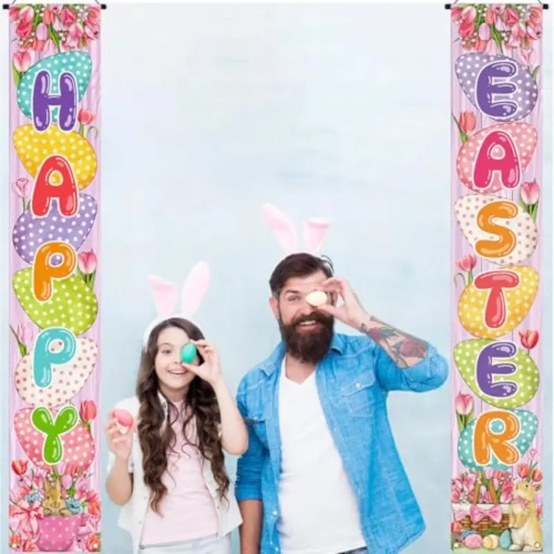 Easter Decorations Banner Set, Religious Jesus Welcome Sign for Porch, Home Party Supplies, No Power Needed, Flat Design