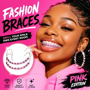 Temporary Colorful Dental Braces - 1-Pair Teeth Brace Orthodontic Accessories with Metal Wires, Metal Brackets, High-Quality Ligature Ties, Tooth Gems for Oral Fashion, Accurate Dimensions