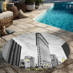 Begin Home Decor C1COAR55G7S7W0 5 x 5 ft. Outline of Flatiron Building Rug - Bedroom Outdoor Decor - Round