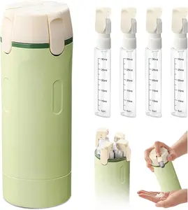 4 in 1 Travel Dispenser Bottle Refillable Leak Proof Travel Containers Cosmetic Pump Dispensers Portable 4 Pack 30ML Travel Bottles for Toiletries Travel Essentials Multi-Use