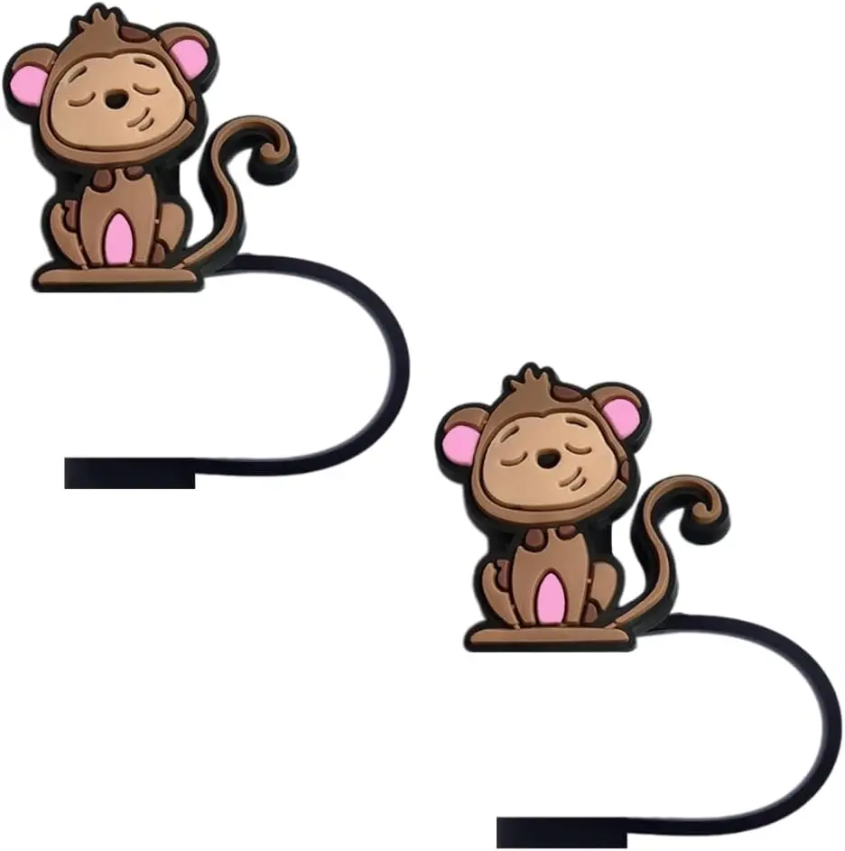Monkey  Straw Covers for  Cup, , Cute Toppers Accessories for Tumblers, 2 count Decorative & Personalized Straw Cover Cap (s1)